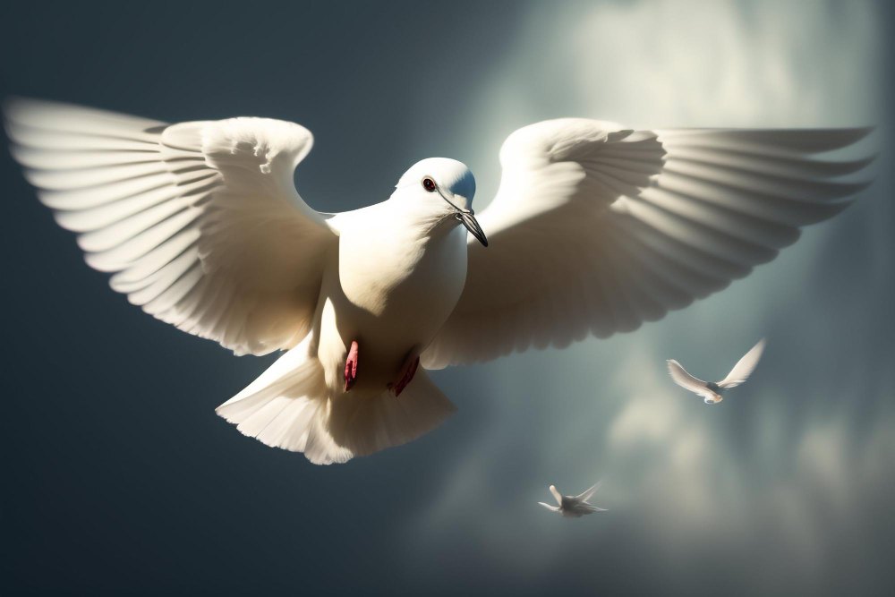 white-bird-with-blue-head-is-flying-sky-with-word-peace-it[1]